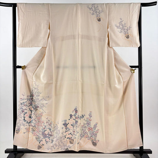 訪問服 身長157cm 袖長64cm M 雙層 花籠 梅花 淡粉色 純蠶絲 優品級