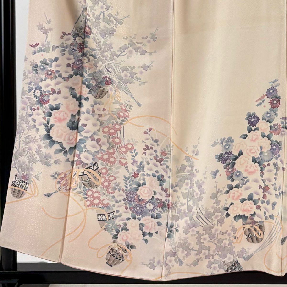 訪問服 身長157cm 袖長64cm M 雙層 花籠 梅花 淡粉色 純蠶絲 優品級