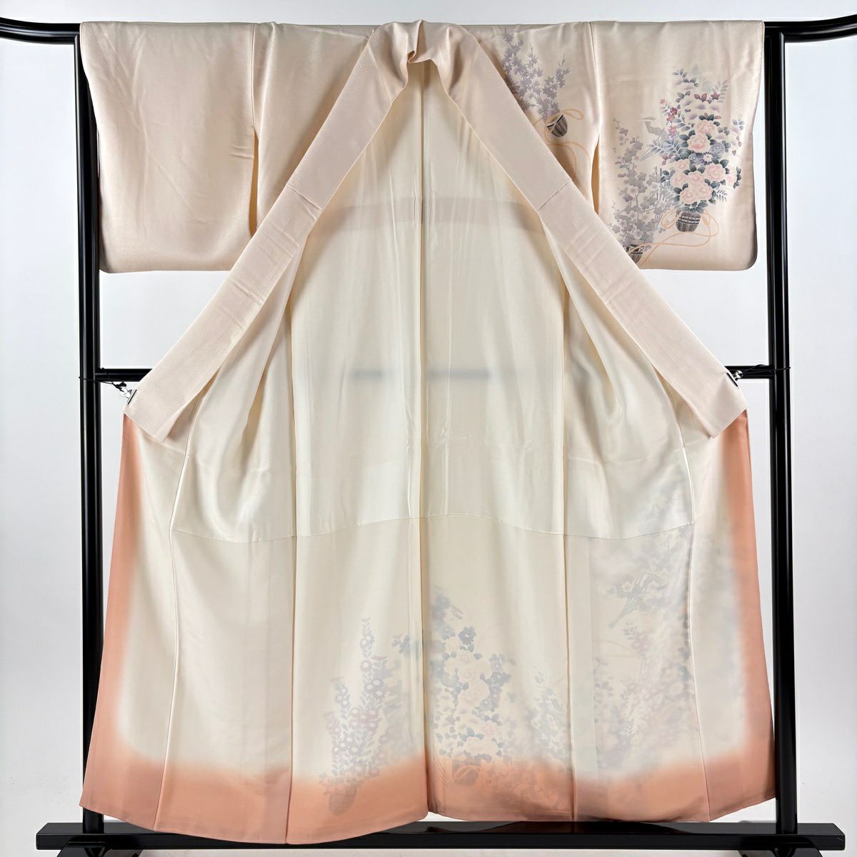 訪問服 身長157cm 袖長64cm M 雙層 花籠 梅花 淡粉色 純蠶絲 優品級