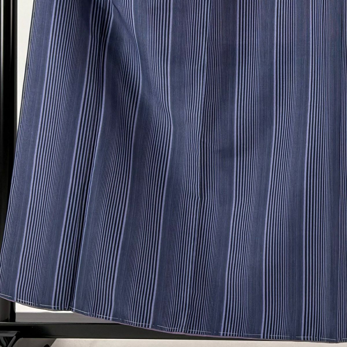 【美品】 小紋 身長157.5cm 袖長64.5cm M 雙層 可洗和服 垂直條紋 深紫 化纖 優品級