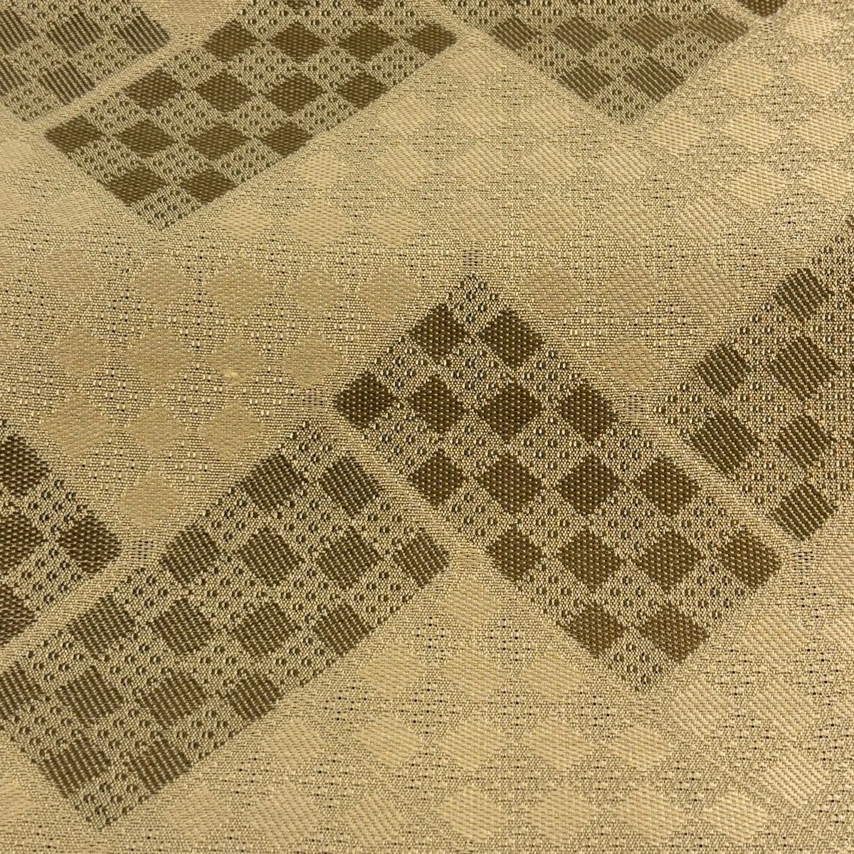 【美品】名古屋帶 逸品級 證書齊全 誠之輔 博多上布 博多織 八寸名古屋帶 松樹葉仕立 桧垣文 市松樹 淺米色 麻