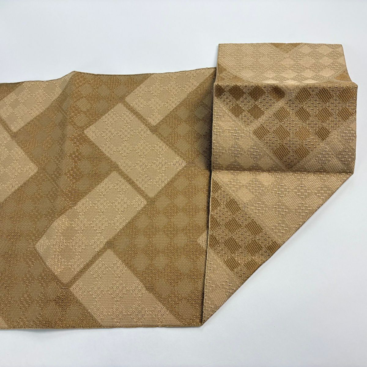 【美品】名古屋帶 逸品級 證書齊全 誠之輔 博多上布 博多織 八寸名古屋帶 松樹葉仕立 桧垣文 市松樹 淺米色 麻
