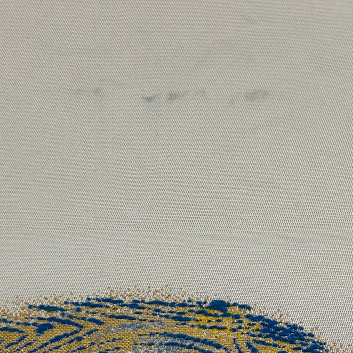 袋帶 逸品級 附有落款 龍村光翔 關西仕立 雙層 水月盆 金絲 金金箔 奶油色 大鼓圖案 純蠶絲