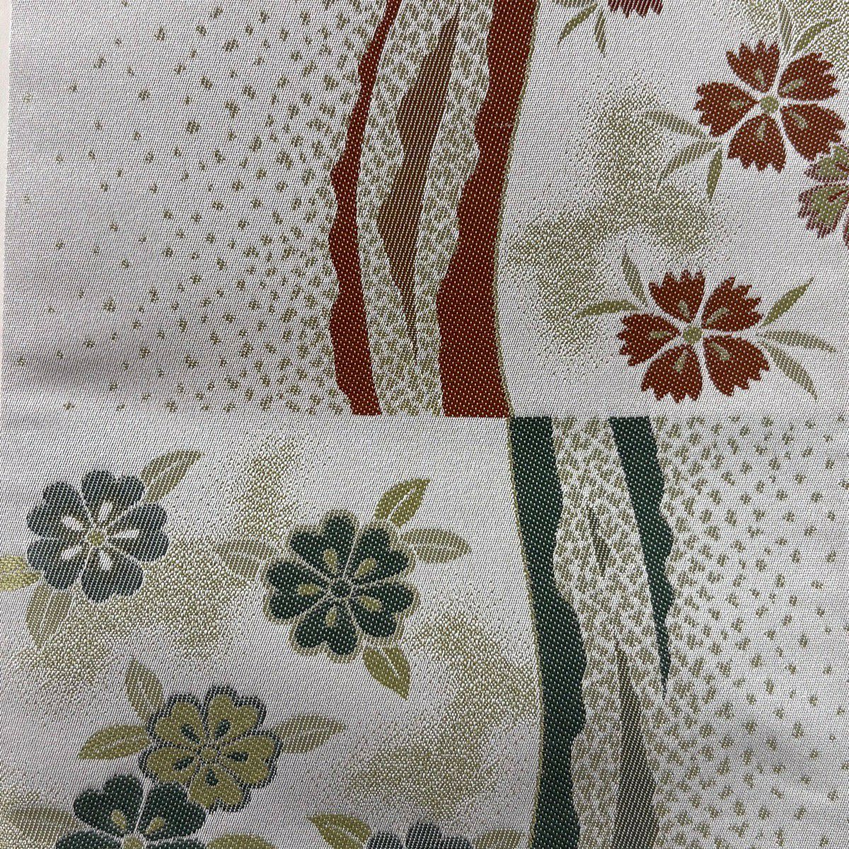 【美品】半幅帶 優品級櫻花 撫子 灰色 化纖