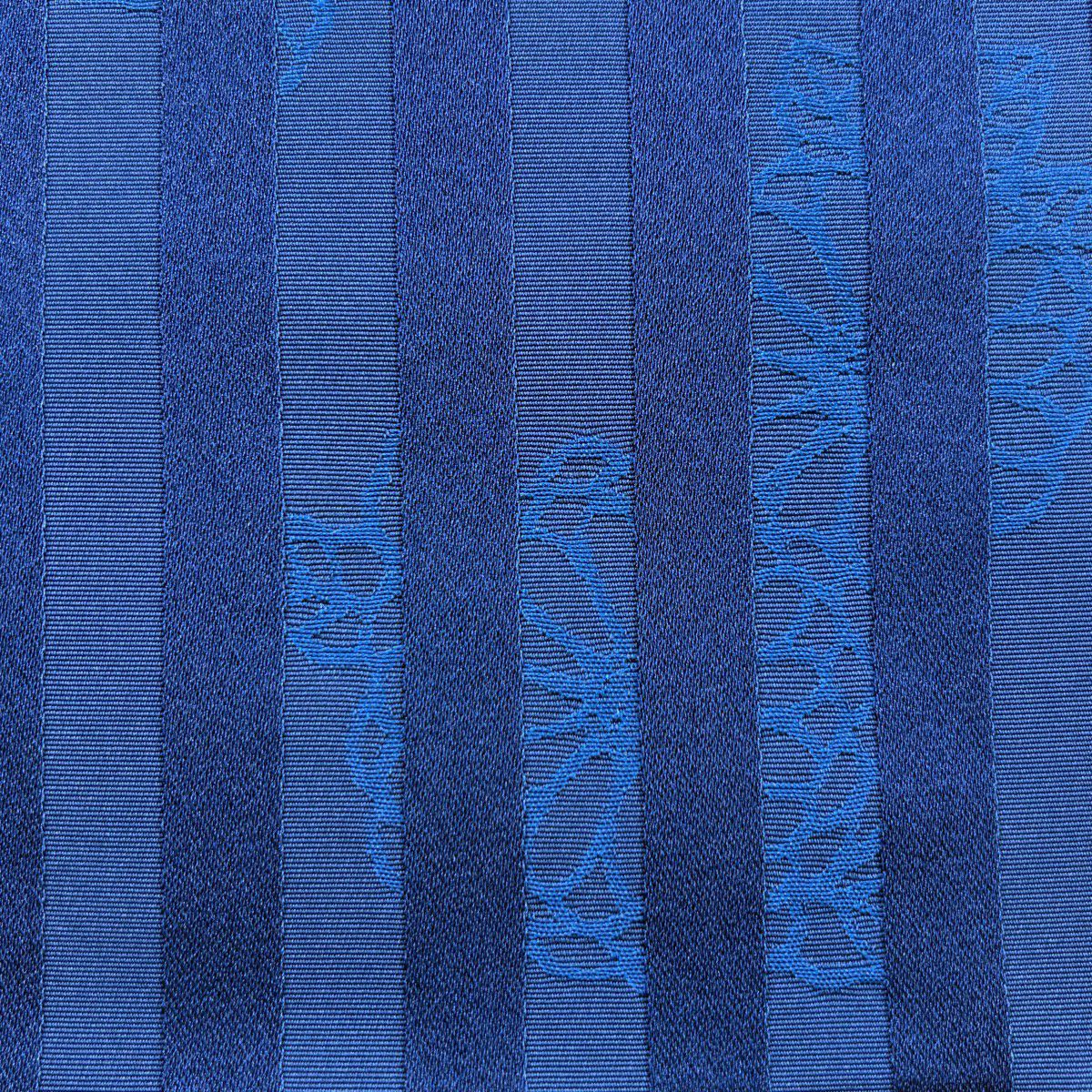【美品】半幅帶 優品級 縞 草花紋 深藍 化纖