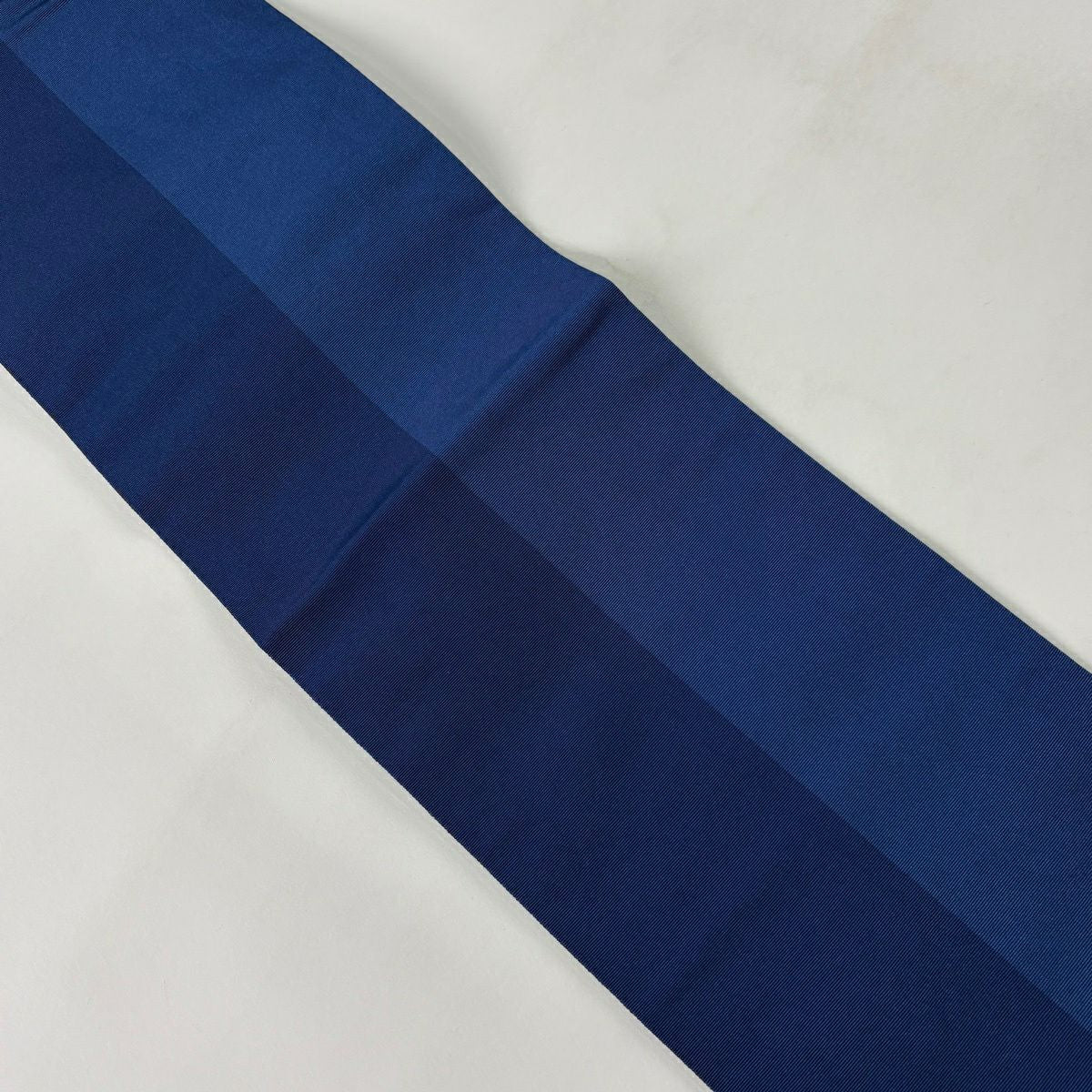 【美品】半幅帶 優品級 縞 草花紋 深藍 化纖
