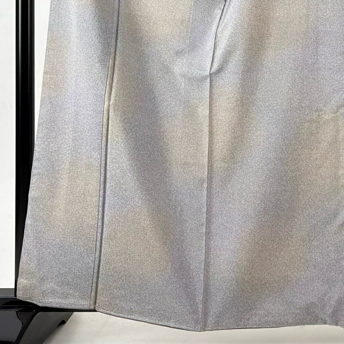 【美品】 小紋 身長162.5cm 袖長65cm M 雙層 袋帶套裝 紬織織 幾何圖案 漸層圖案 灰紫 純蠶絲 優品級