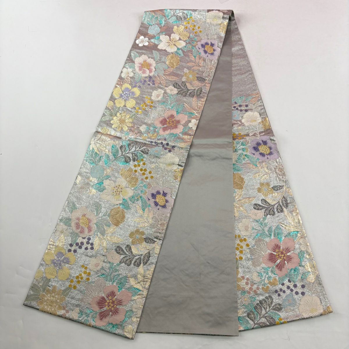 【美品】振袖禮服 身長169.5cm 袖長69cm L 雙層 袋帶全套 蝴蝶 牡丹 閃亮 深粉色 純蠶絲 名品級