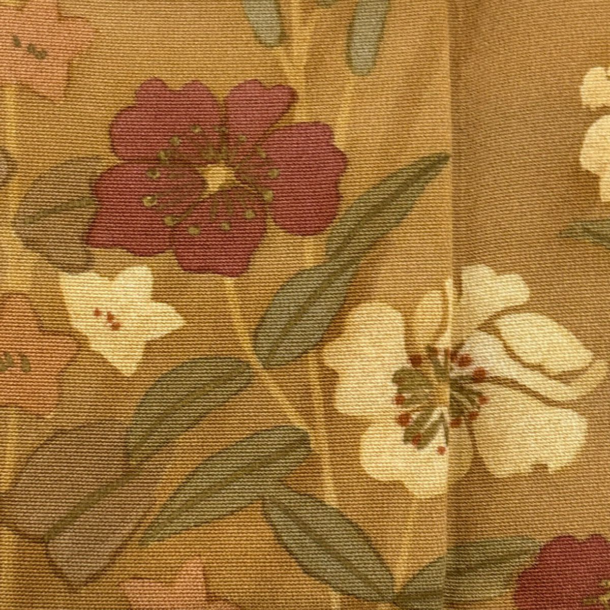 訪問服 身長153cm 袖長61cm S 雙層 草花紋紋 金彩裝飾 茶 純蠶絲 秀品級