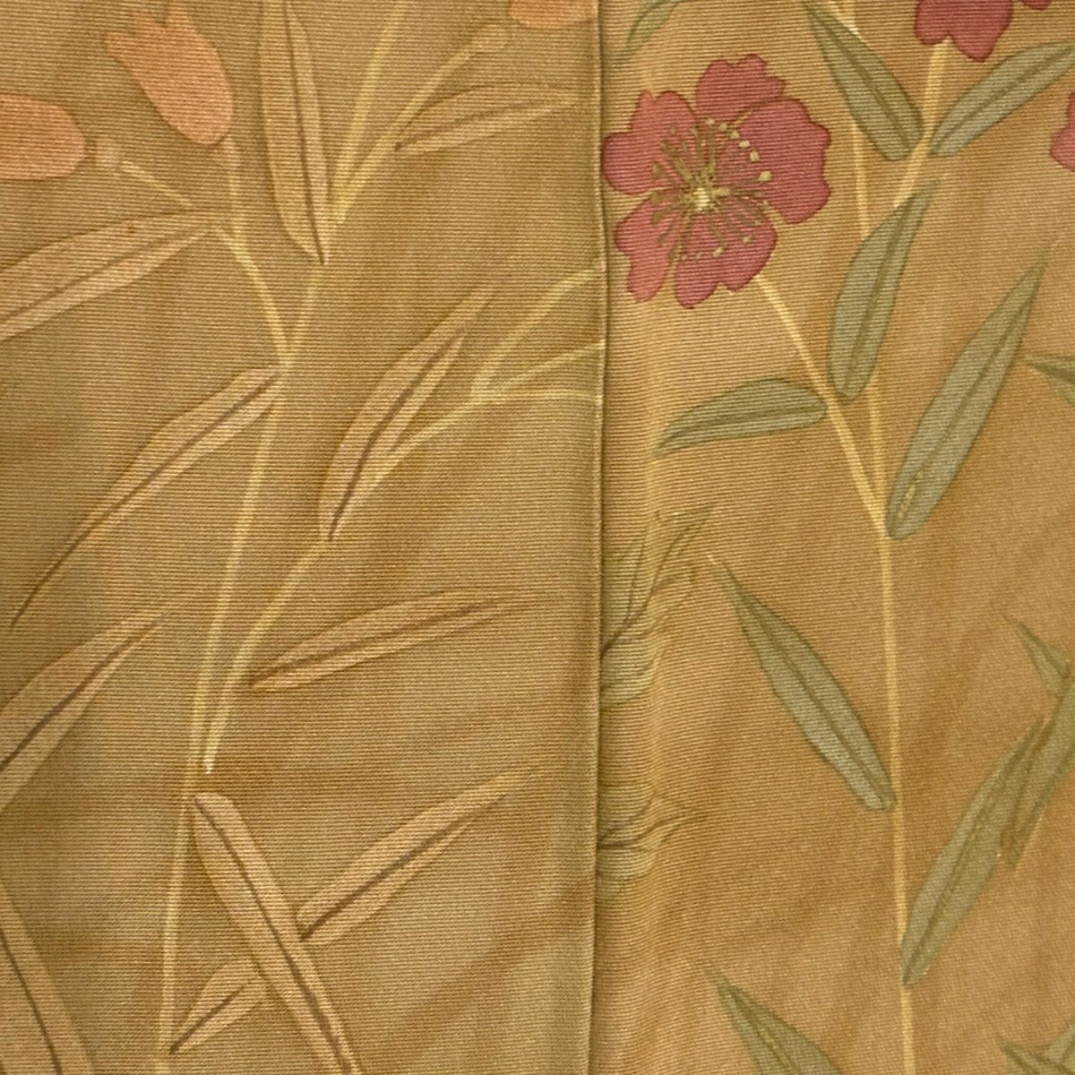 訪問服 身長153cm 袖長61cm S 雙層 草花紋紋 金彩裝飾 茶 純蠶絲 秀品級