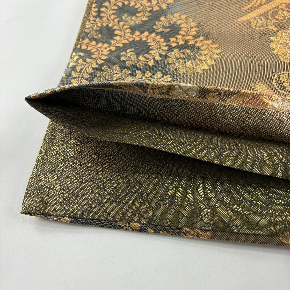 【美品】 袋帶 秀品級 蜀江華紋 蝶 金金箔 金絲 金 六通 純蠶絲