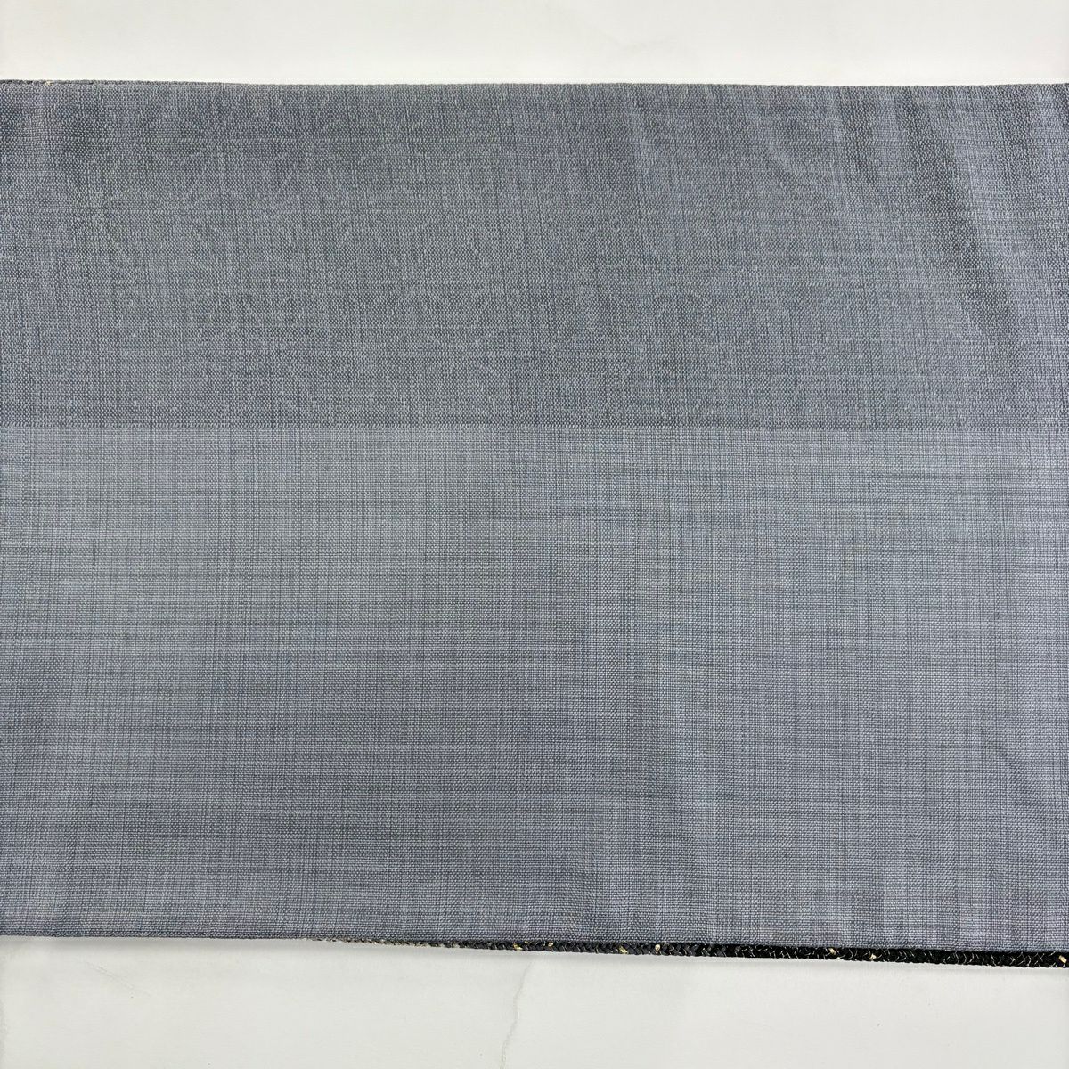 【美品】 袋帶 秀品級 幾何圖案 斜紋 金絲 青黑 全通 純蠶絲