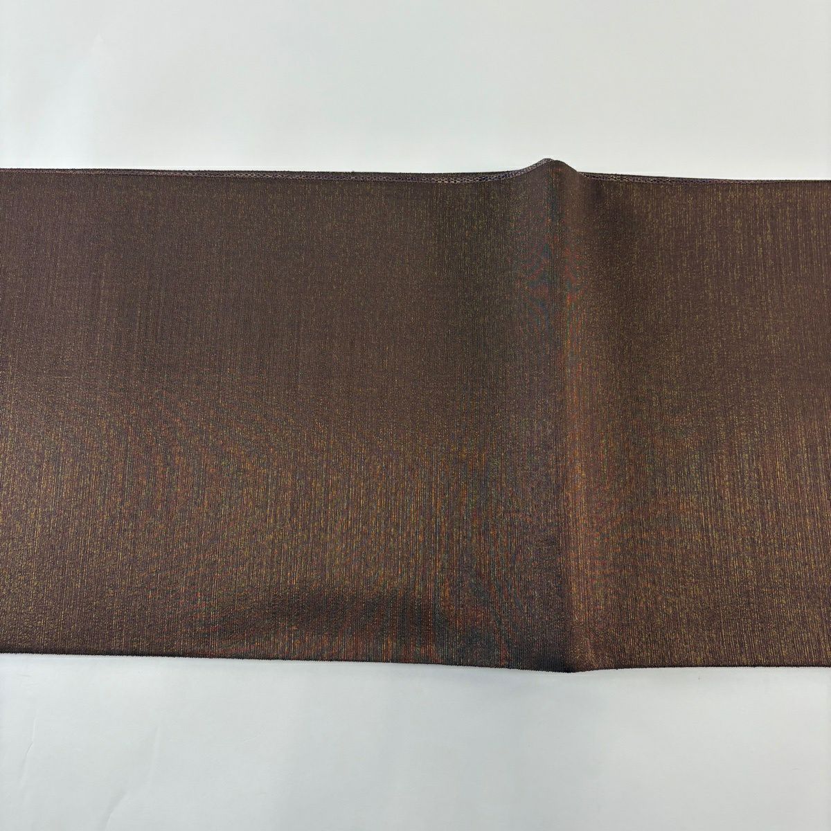 【美品】 袋帶 秀品級 草木染瑠璃金金箔 霞 幾何學圖案 金金箔 茶紫 全通 純蠶絲