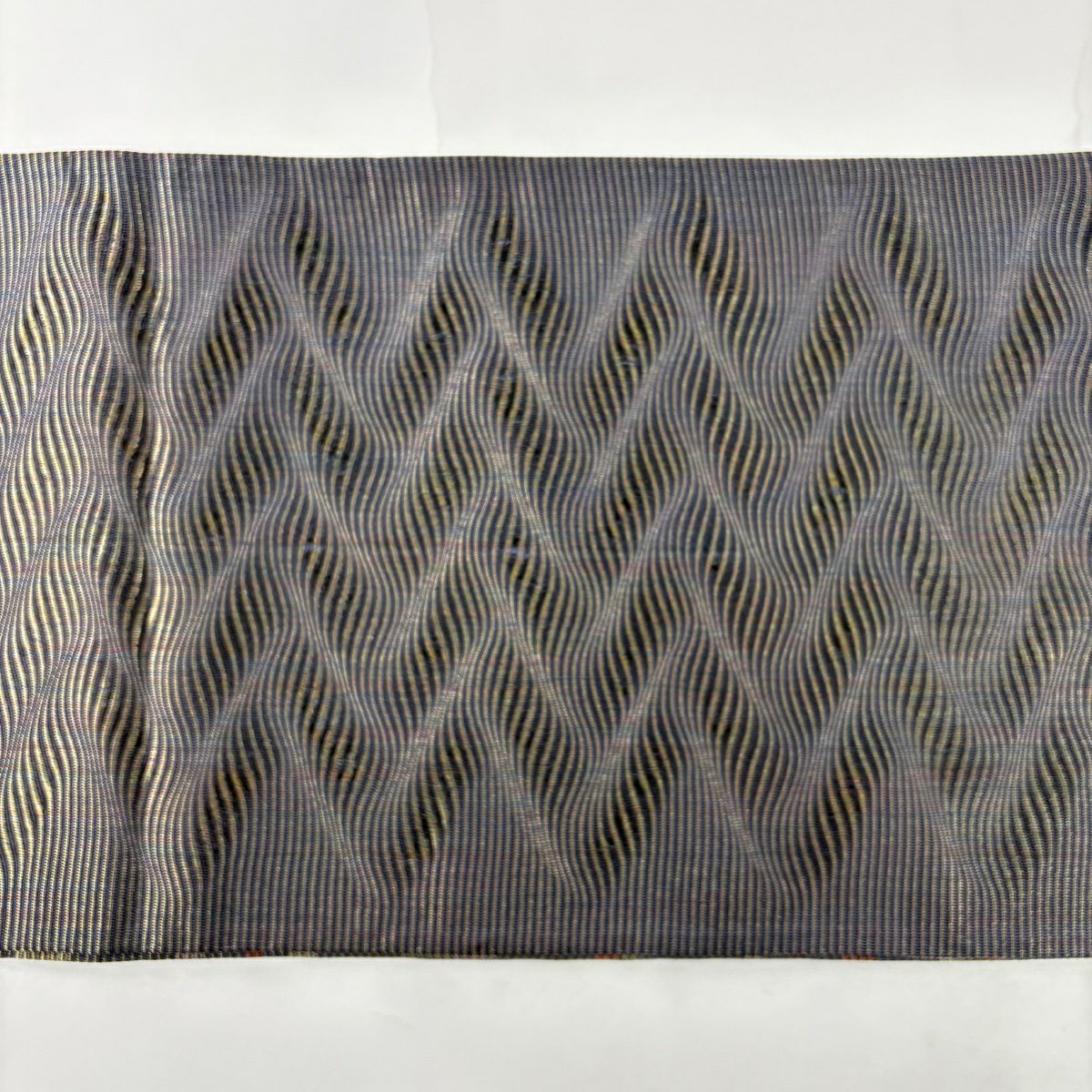 【美品】 袋帶 秀品級 波 金絲 灰紫 全通 純蠶絲