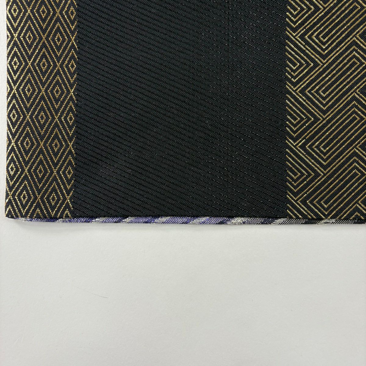 袋帶 秀品級 幾何學 金金箔 黑 全通 純蠶絲