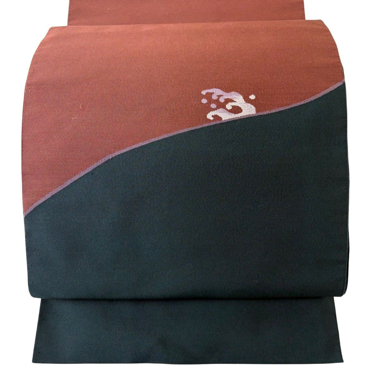 【美品】 名古屋帶 秀品級 八寸名古屋帶 松樹葉仕立 波頭 綠 純蠶絲