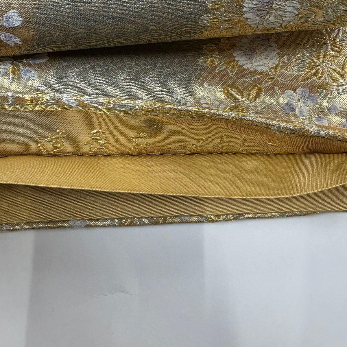 袋帶 秀品級 道長花滿載紋 波 金銀線 金金箔 金色 六通 純蠶絲