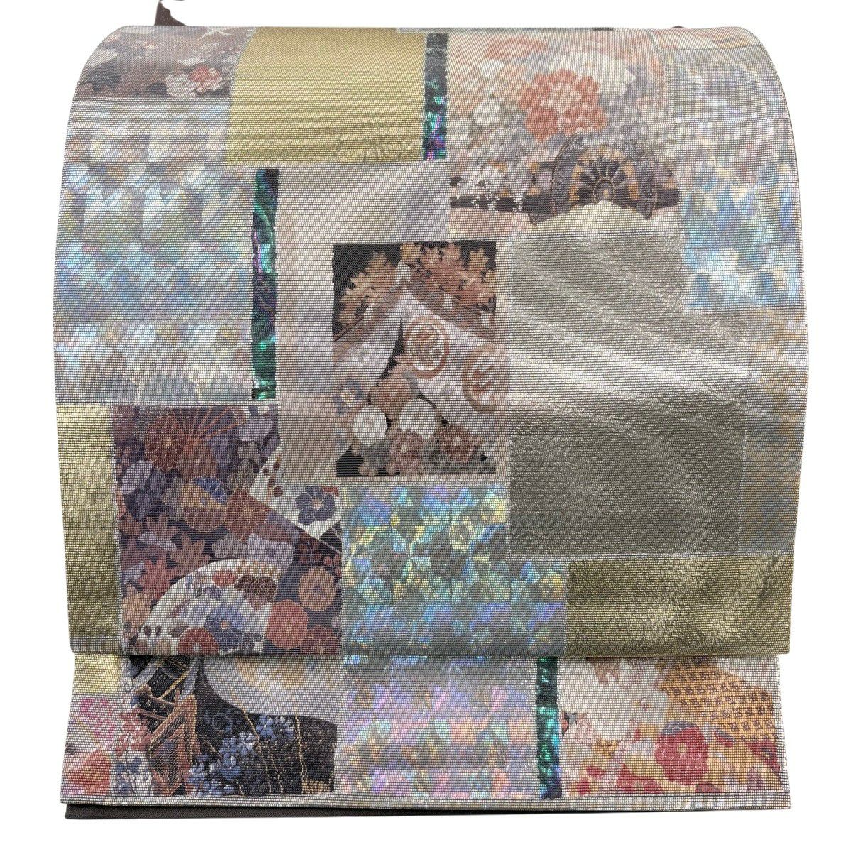 【美品】 袋帶 秀品級 色紙 花車 金金箔 銀 お太鼓圖案 純蠶絲
