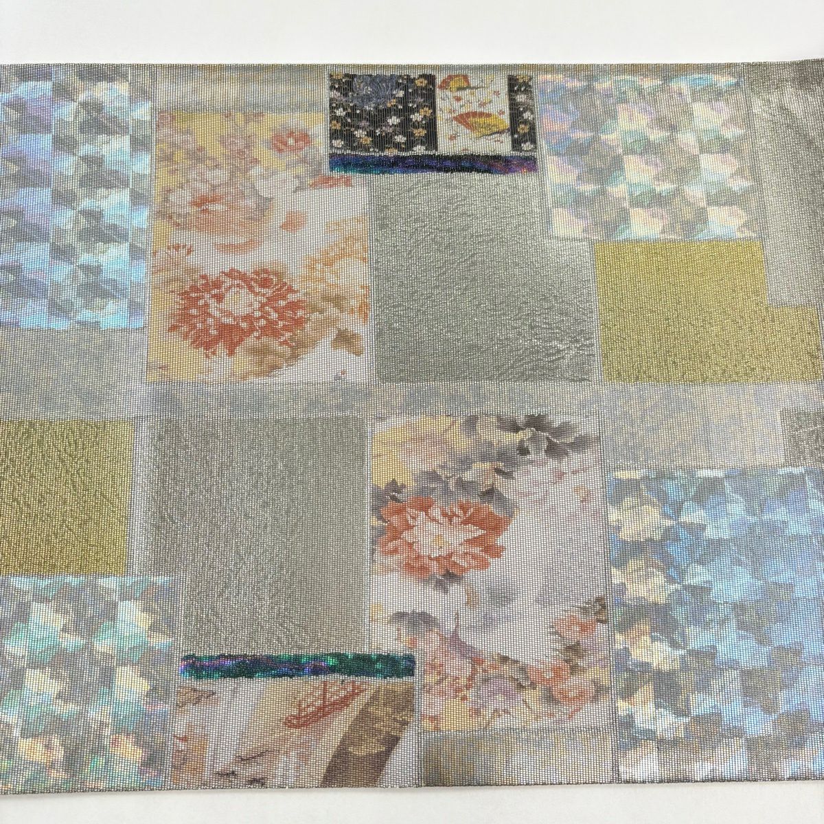 【美品】 袋帶 秀品級 色紙 花車 金金箔 銀 お太鼓圖案 純蠶絲