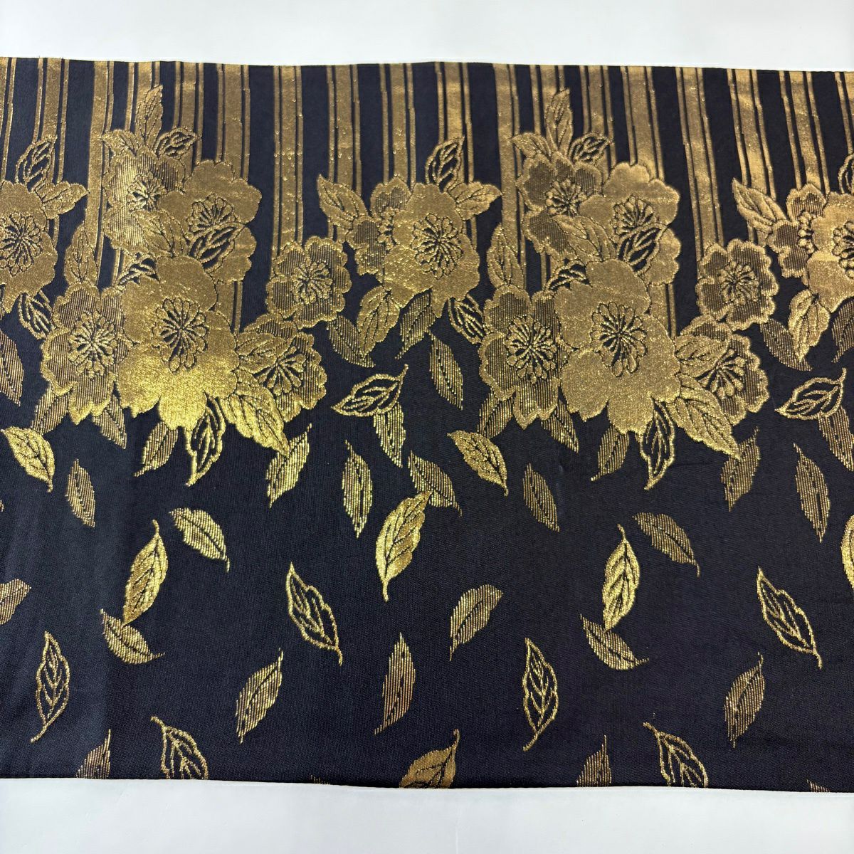 【美品】 袋帶 秀品級 櫻花 金銀彩 金金箔 墨色 六通 純蠶絲