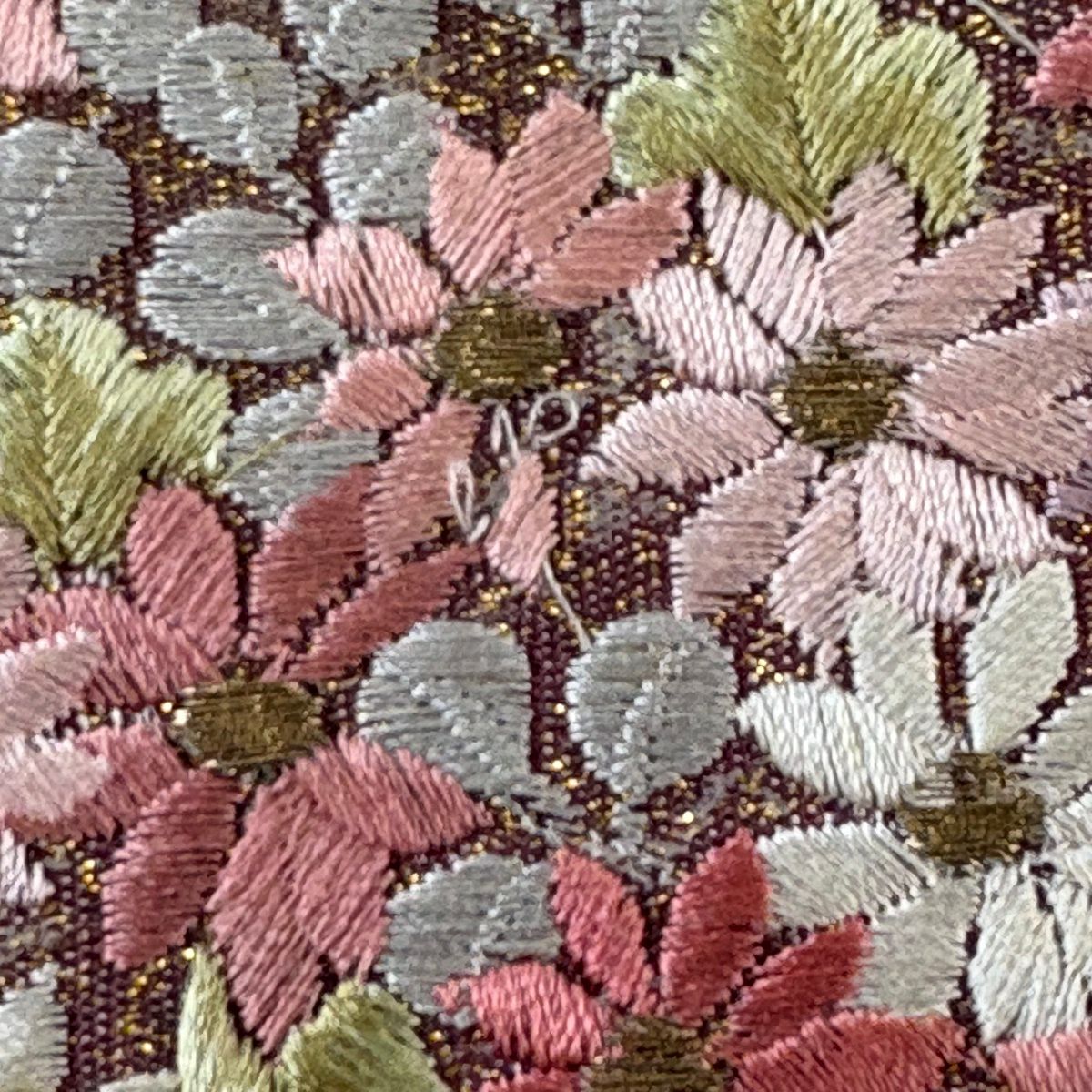 袋帶 秀品級 花車 金銀彩 刺繡 小豆 深藍 純蠶絲
