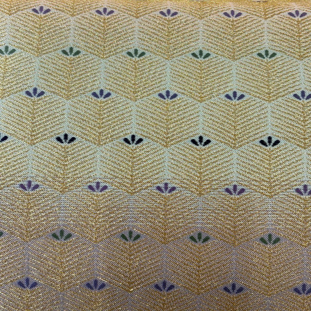 【美品】 袋帶 名古屋帶 秀品級 若松樹 龜甲 金絲 米色 純蠶絲