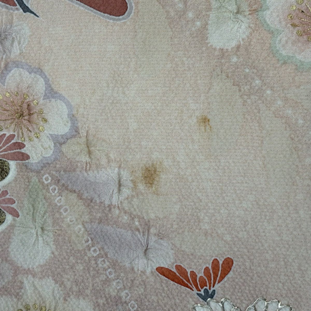 訪問服 身長162.5cm 袖長66cm M 雙層 花筏 流水 金銀彩 絞染 粉紅 純蠶絲 秀品級