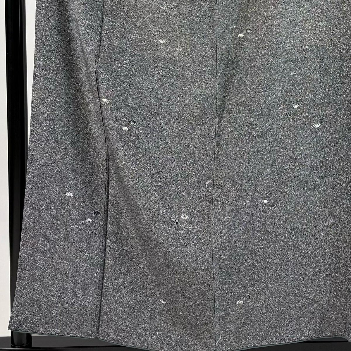 小紋 身長156.5cm 袖長65.5cm M 雙層 笠松樹 松樹葉 灰 純蠶絲 秀品級