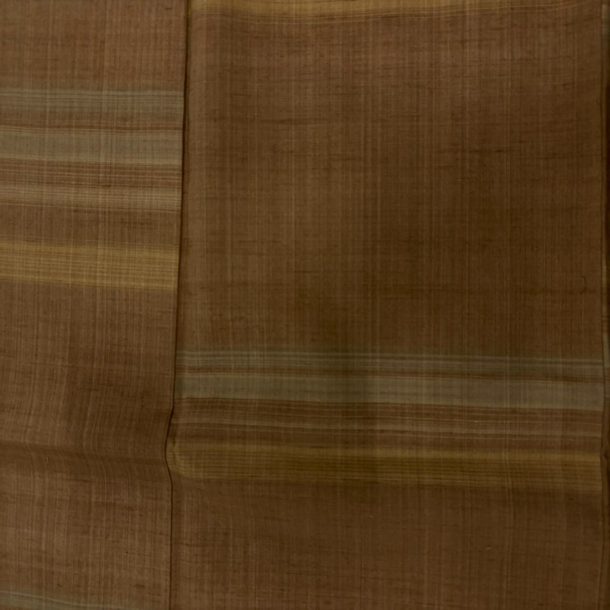 【美品】 紬織 身長160.5cm 袖長64cm M 雙層 段紋 茶 純蠶絲 秀品級