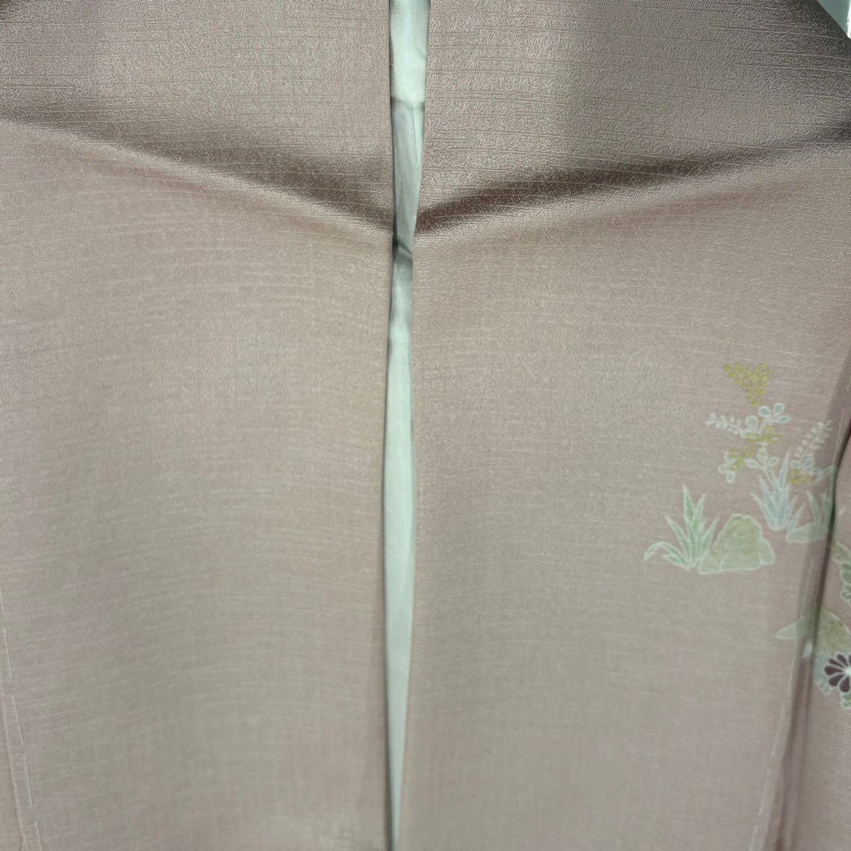 【美品】訪問服 身長155cm 袖長62.5cm S 雙層 建物 松樹竹子梅花 金銀彩 粉紅 純蠶絲 秀品級