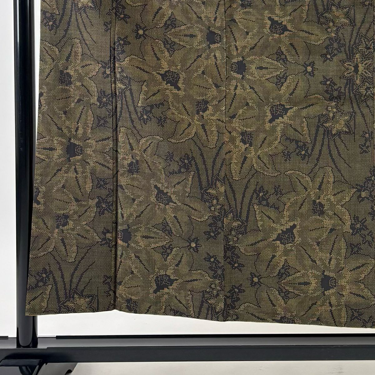 紬織 身長156.5cm 袖長61.5cm S 雙層 花 茶綠 純蠶絲 秀品級