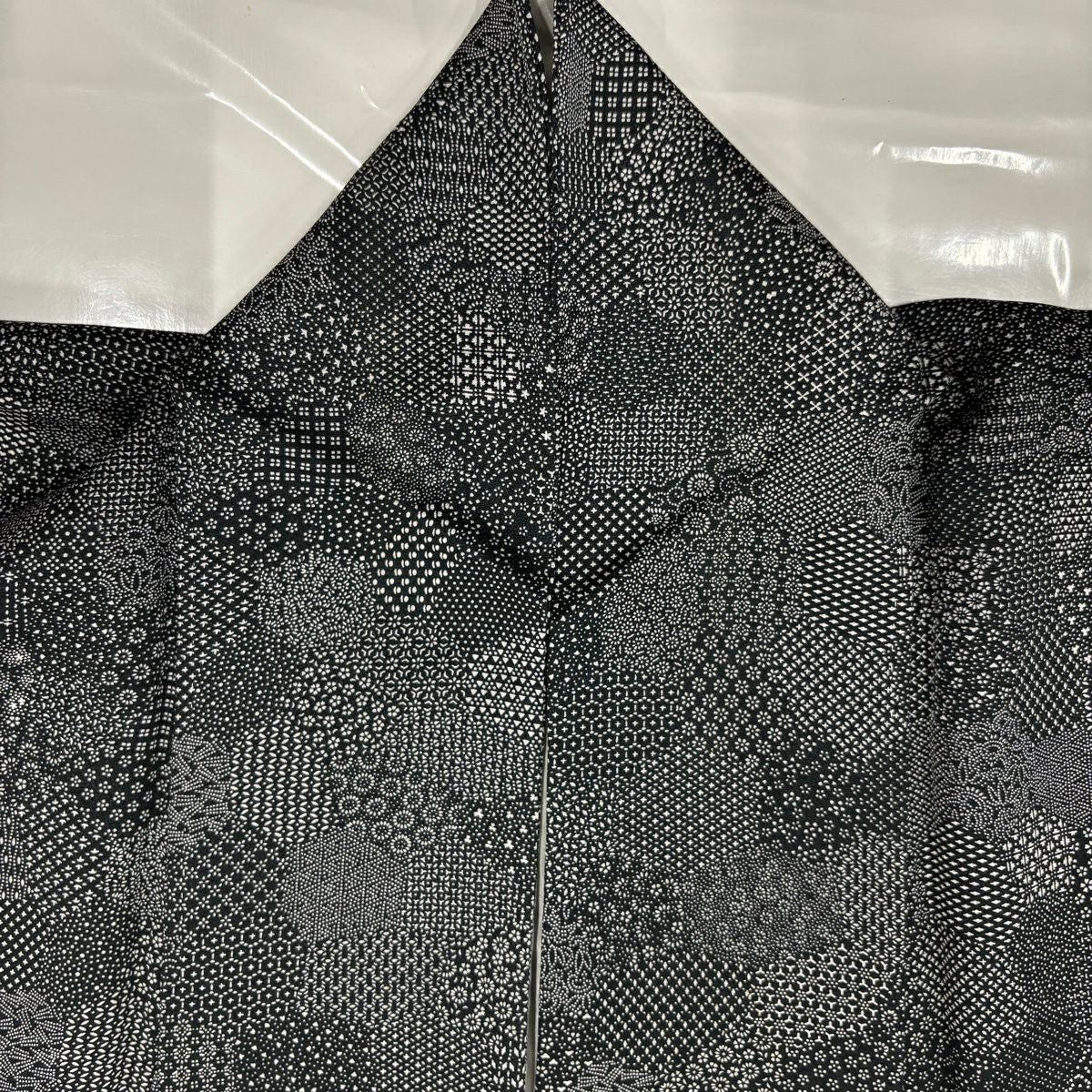 【美品】 付下 身長152cm 袖長62cm S 雙層 寄せ花 小花 黑 純蠶絲 秀品級