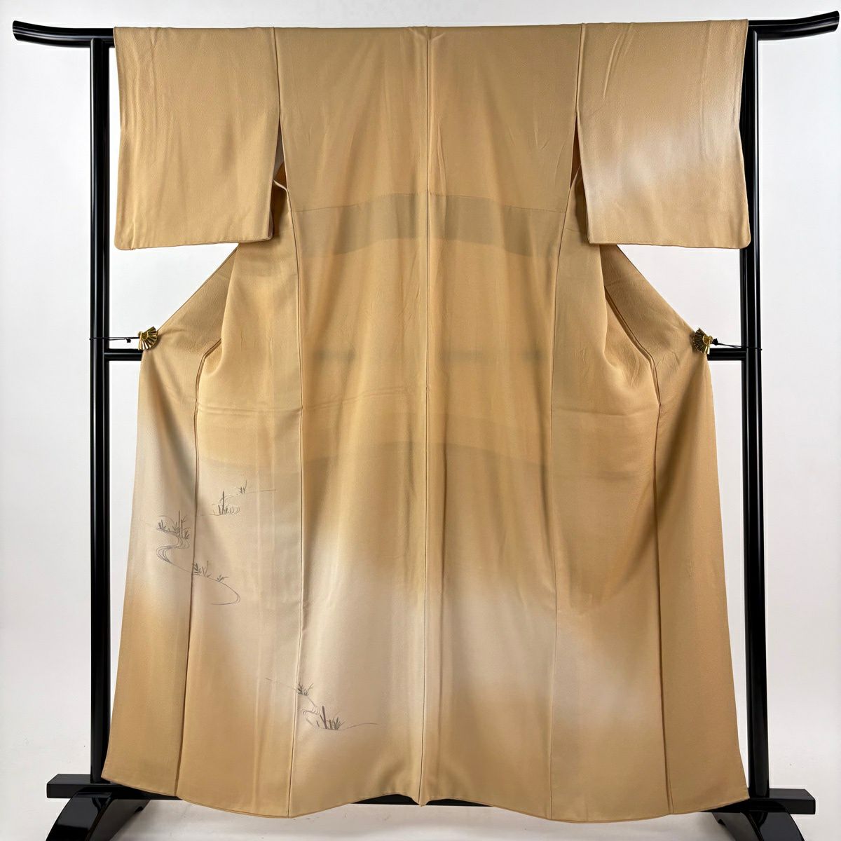 付下 身長158.5cm 袖長64cm M 雙層 葉柄 流水 蘇州刺繡 漸層 米色 純蠶絲 優品級