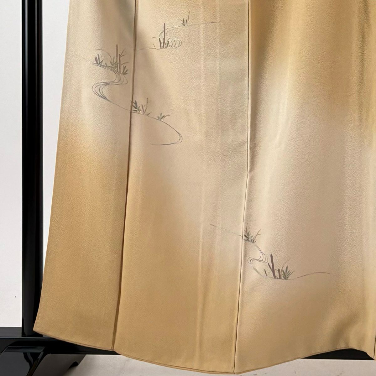 付下 身長158.5cm 袖長64cm M 雙層 葉柄 流水 蘇州刺繡 漸層 米色 純蠶絲 優品級