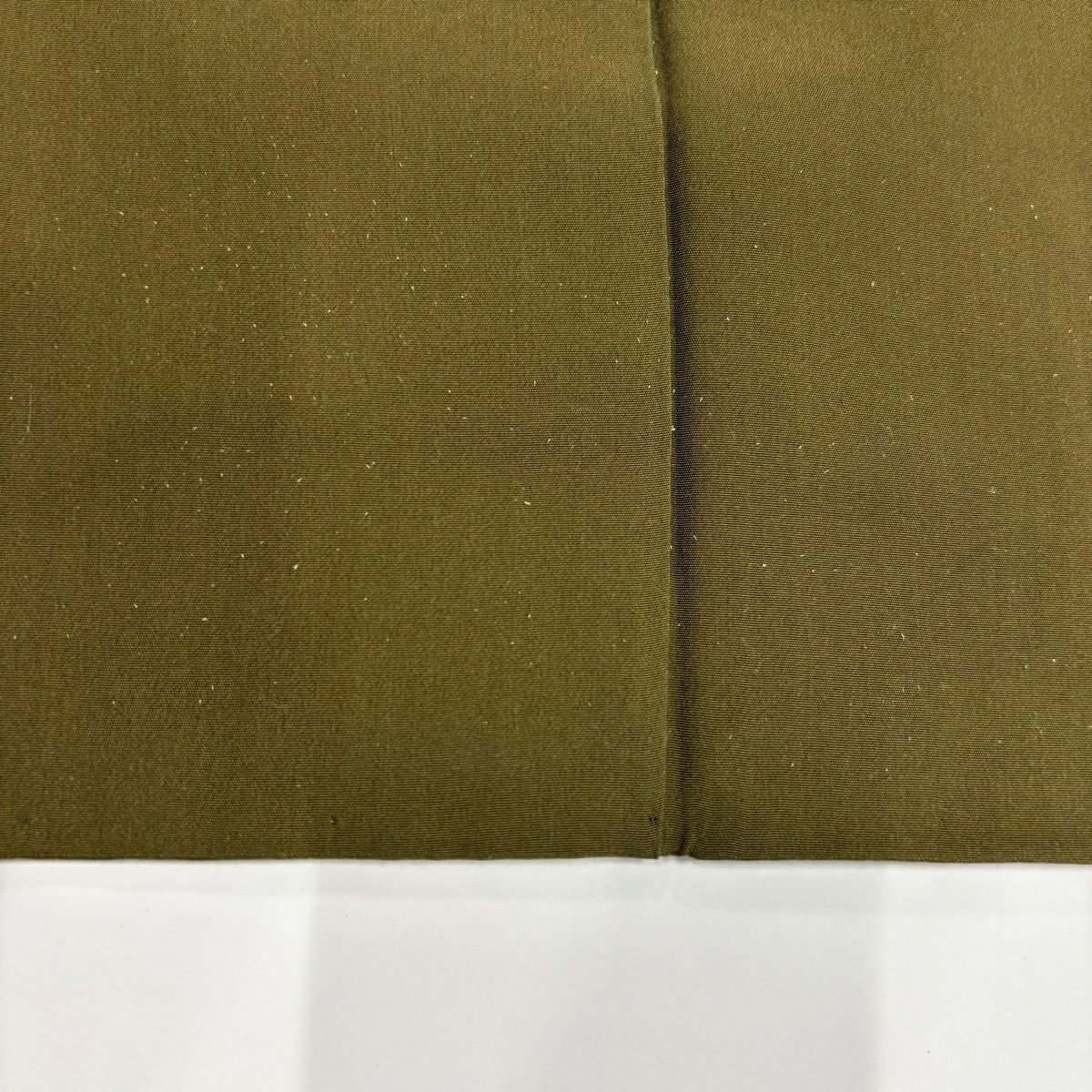 【美品】 付下 身長159cm 袖長65cm M 雙層 紬織織 縞 段縞 艾草綠 純蠶絲 優品級
