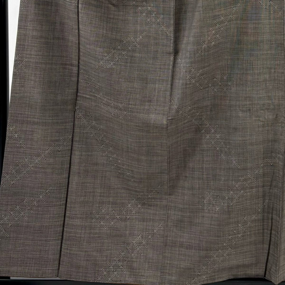 【美品】 紬織 身長158cm 袖長64cm M 雙層 幾何學 焦茶 純蠶絲 秀品級