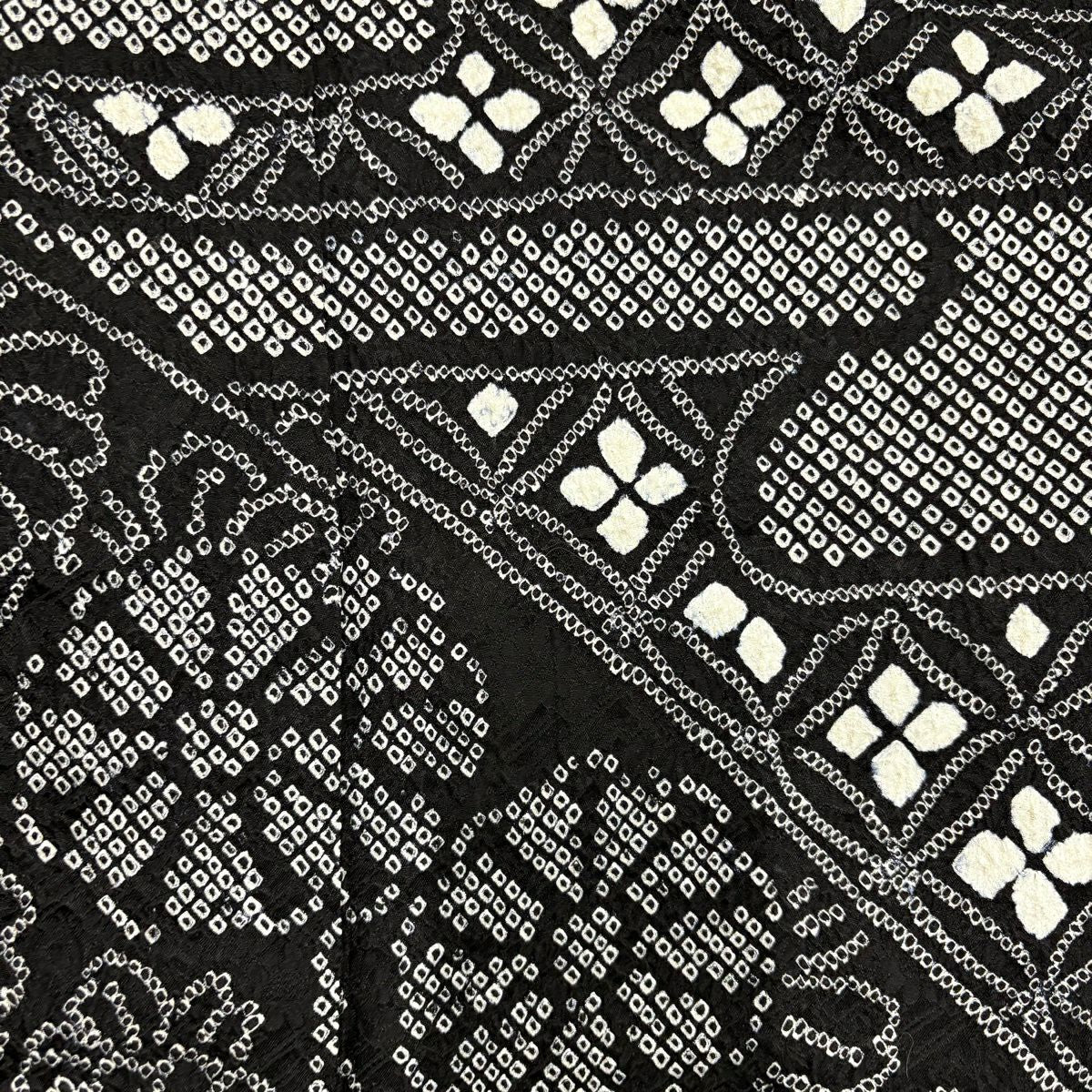 【美品】訪問服 身長154cm 袖長64.5cm M 雙層 菊花 七寶紋 黑 純蠶絲 秀品級
