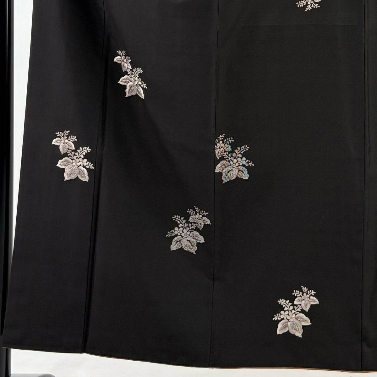 【美品】 付下 身長153cm 袖長63cm S 雙層 紬織織 桐 刺繡 焦茶 純蠶絲 秀品級