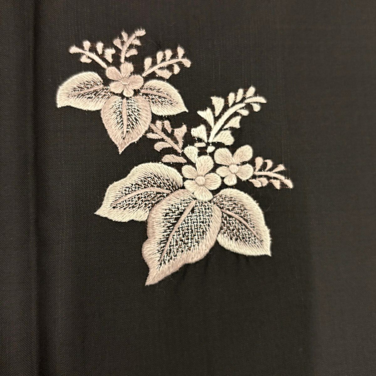 【美品】 付下 身長153cm 袖長63cm S 雙層 紬織織 桐 刺繡 焦茶 純蠶絲 秀品級