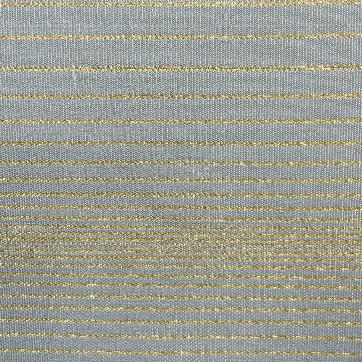 【美品】 袋帶 秀品級 縞 金絲 灰色 全通 純蠶絲