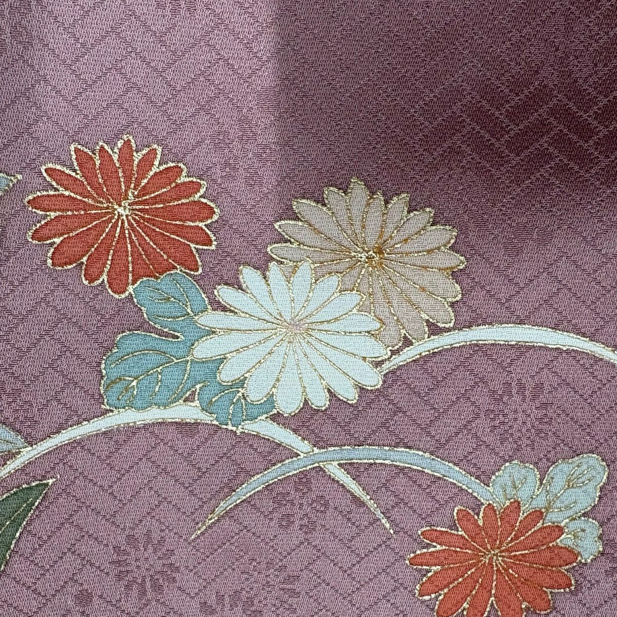 訪問服 身長161cm 袖長66.5cm M 雙層 松樹竹子梅花 菊花 金絲 金銀彩 粉米色 純蠶絲 優品級