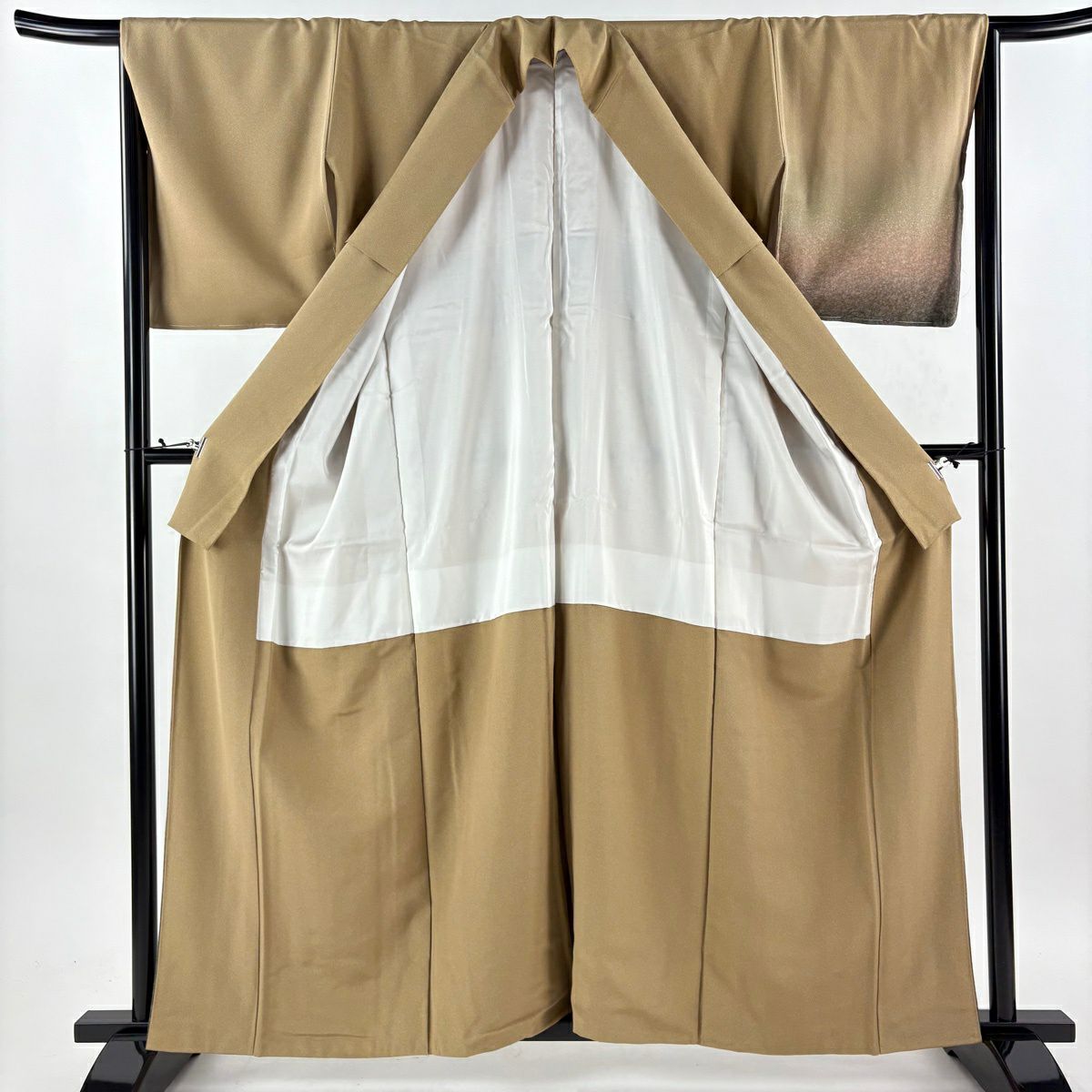【美品】 付下 身長160.5cm 袖長65.5cm M 雙層 落款有 幾何學 漸變 薄茶 純蠶絲 優品級