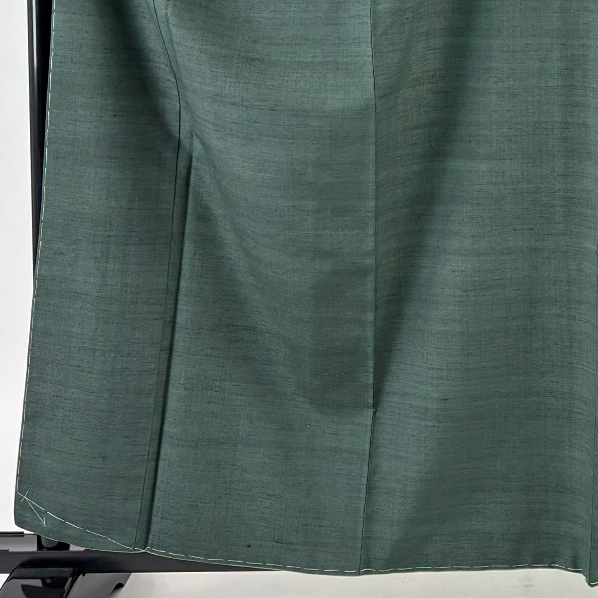 【美品】 紬織 身長161.5cm 袖長64cm M 雙層 深綠 純蠶絲 秀品級 一つ紋
