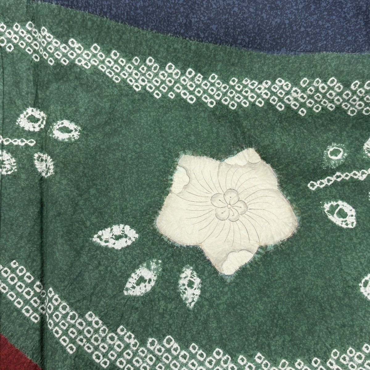 【美品】訪問服 身長166cm 袖長67.5cm L 雙層 紬織織 花紋 斜條 絞染 深藍 純蠶絲 優品級