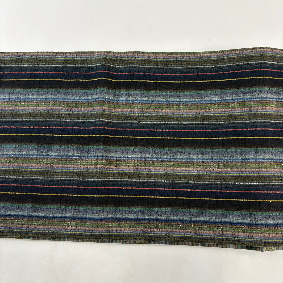 【美品】 袋帶 秀品級 格子 切嵌 よもぎ色 全通 純蠶絲