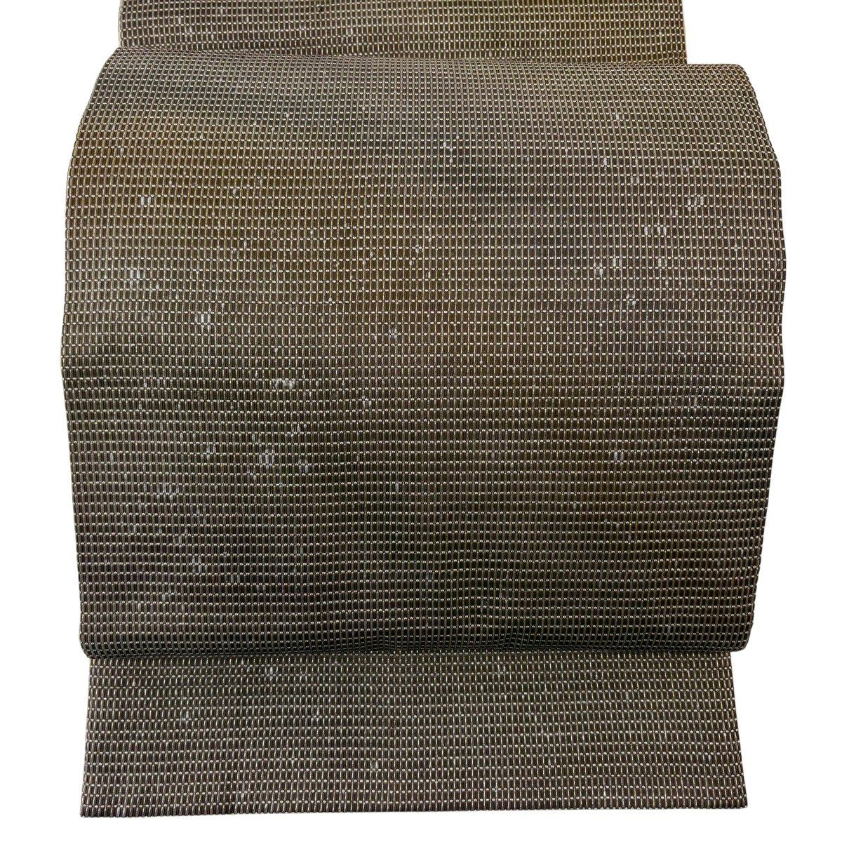 【美品】 袋帶 秀品級 縞 金通 焦茶 全通 純蠶絲