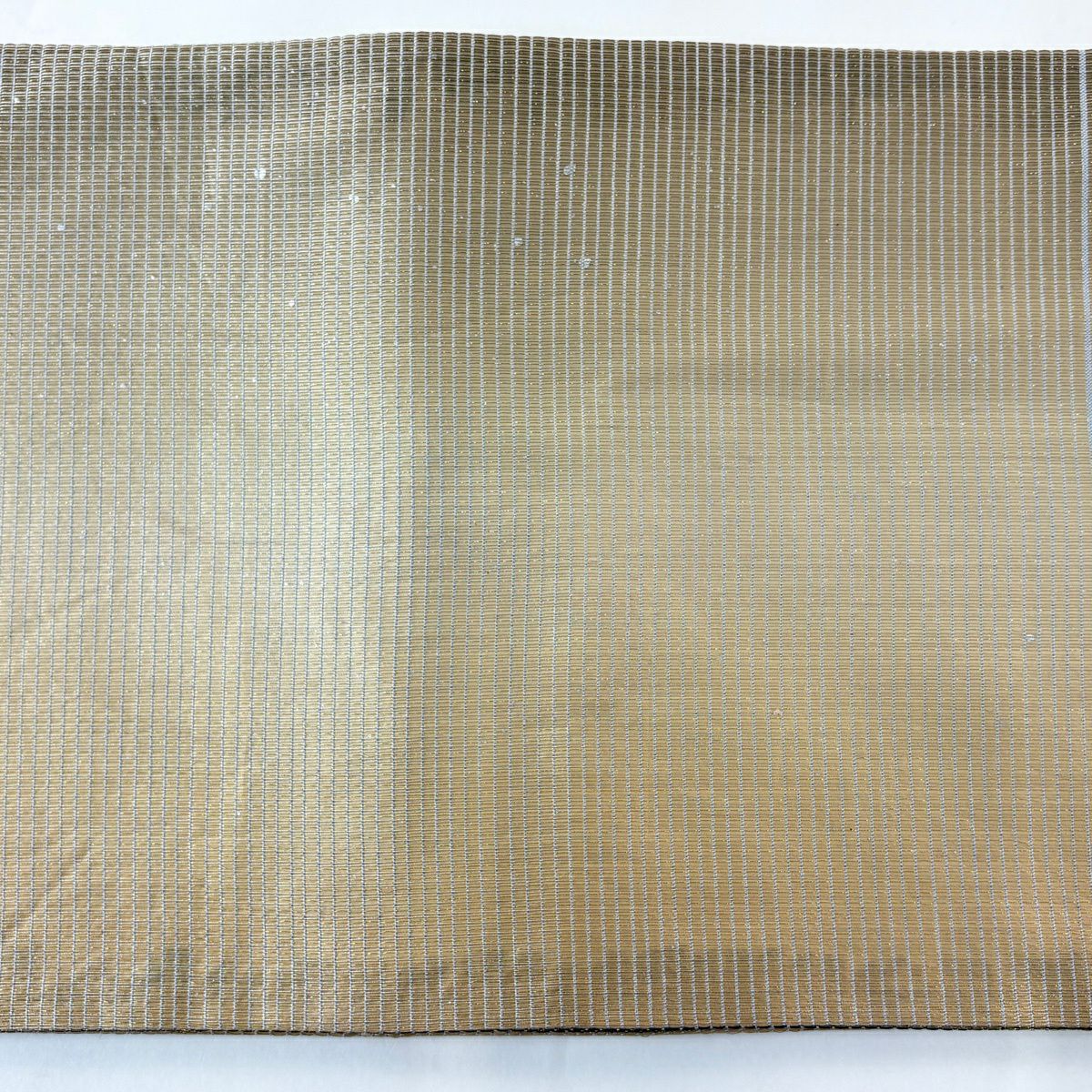 【美品】 袋帶 秀品級 縞 金通 焦茶 全通 純蠶絲