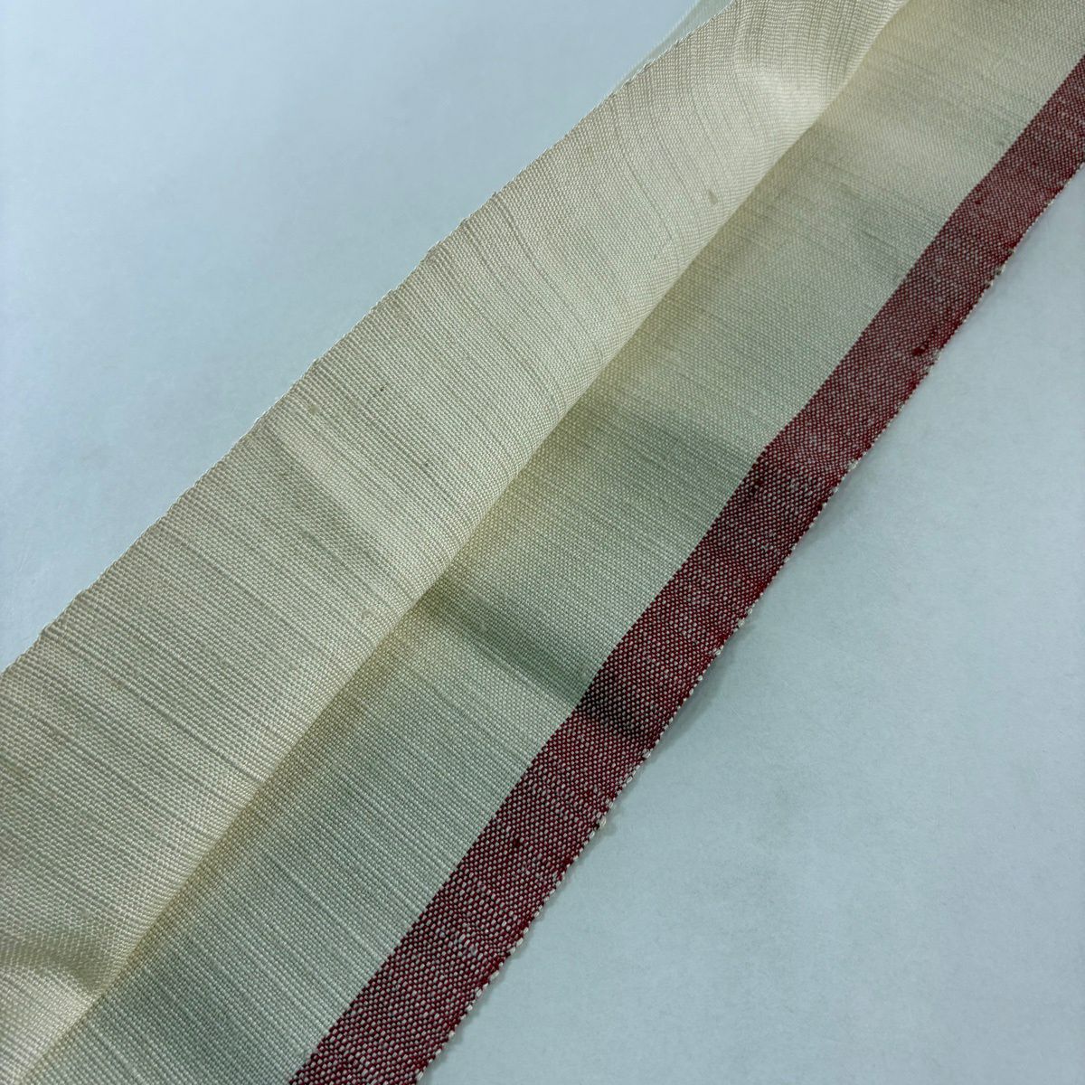 名古屋帶 秀品級 關西仕立 七寶 淡奶油色 純蠶絲