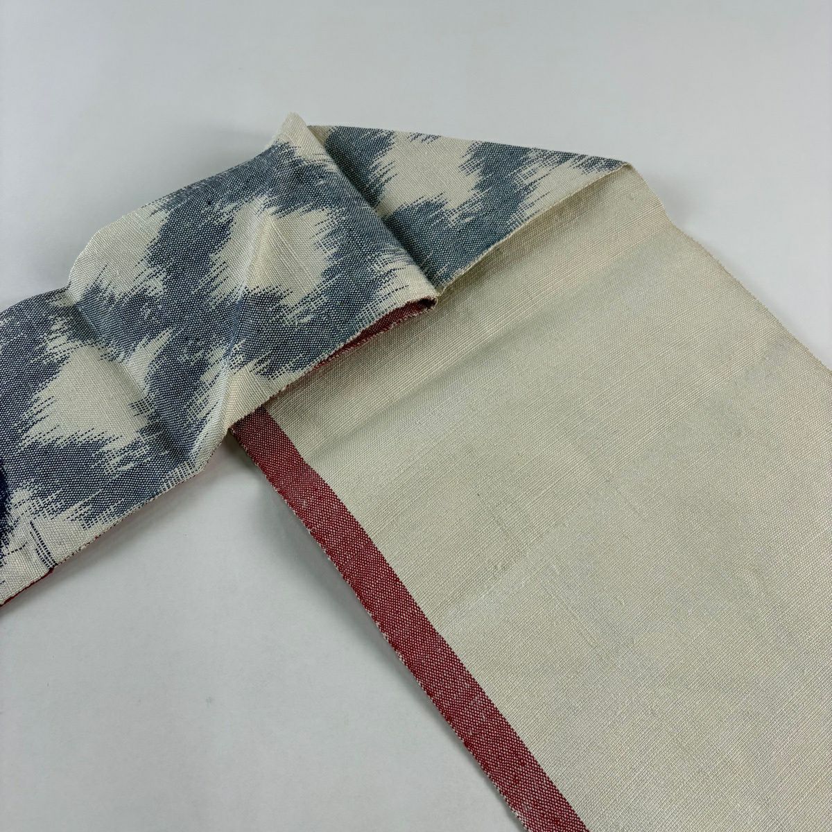 名古屋帶 秀品級 關西仕立 七寶 淡奶油色 純蠶絲