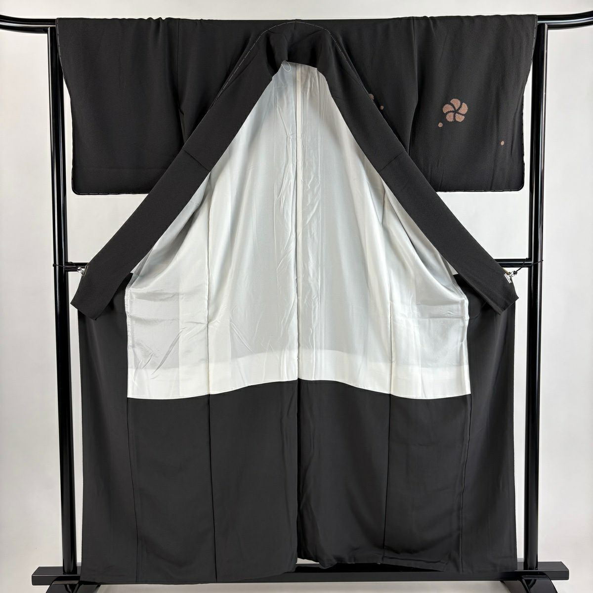 付下 身長158cm 袖長65cm M 雙層 梅花 絞染 墨色 純蠶絲 優品級